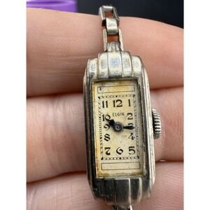 Vintage Gold Filled Elgin Watch Woman Engraved Art Deco 5.5" Signed UNTESTED